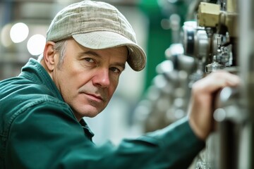 Poster - Skilled technician working on machinery in a modern industrial facility during daylight hours. Generative AI