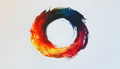 Poster - Colorful splash of paint in the shape of an intricate circle, isolated on a white background