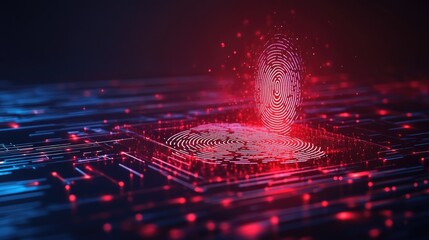Poster - Digital fingerprint scan concept representing employee identity verification and HR security systems, no people