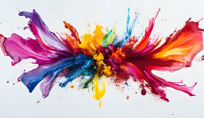 Poster - Colorful explosion of paint on white background