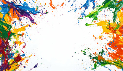 Poster - Colorful explosion of paint on white background