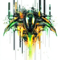 Poster - futuristic spaceship concept: an abstract, brightly colored illustration of a sleek spaceship design