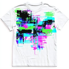 Poster - abstract t-shirt design: a stylish white t-shirt showcases a dynamic abstract design composed of int