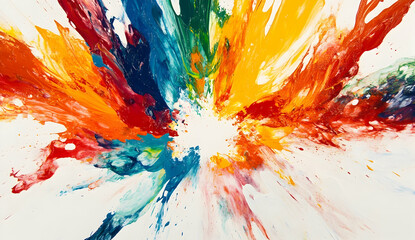 Poster - Colorful explosion of paint on white background