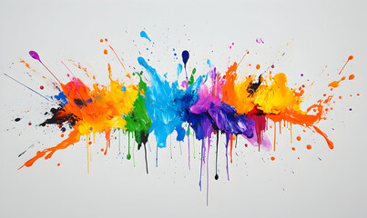 Poster - dynamic explosion of colorful paint splashes creates an energetic and vibrant visual effect