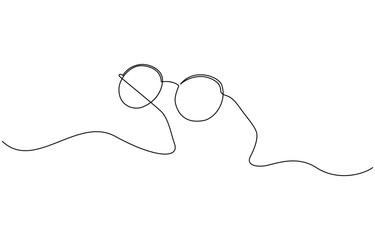 Poster - Continuous one line drawing of eyeglasses or sunglasses, Continuous outline of a eyeglasses, Single line drawing of glasses. Vector illustration.
