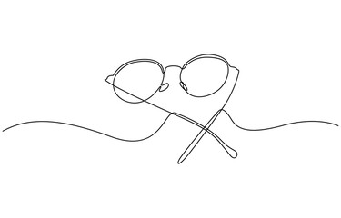 Poster - Continuous one line drawing of eyeglasses or sunglasses, Continuous outline of a eyeglasses, Single line drawing of glasses. Vector illustration.