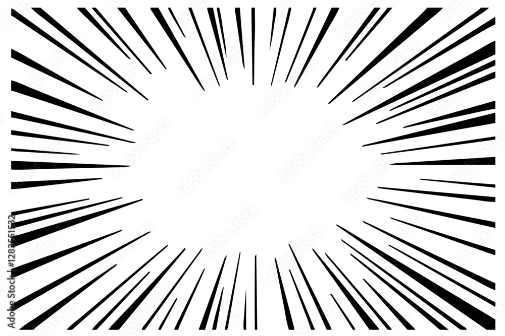 Comic book black and white radial lines background Rectangle Stock ...