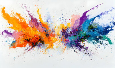 Poster - dynamic explosion of colorful paint splashes creates an energetic and vibrant visual effect