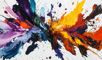 Poster - dynamic explosion of colorful paint splashes creates an energetic and vibrant visual effect