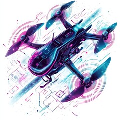 Poster - drone of the future: a cutting-edge, futuristic drone design, featuring intricate details and a vibr