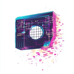 Poster - cybernetic schematic: a stylized illustration depicts a futuristic, high-tech device with intricate 
