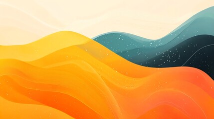 Poster - Colorful Abstract Landscape With Flowing Waves and Gradients Against a Soft Background