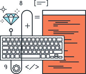 program coding flat line web icon concept