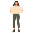 © Rawpixel.com - Young woman holding empty wood board illustration character female vector