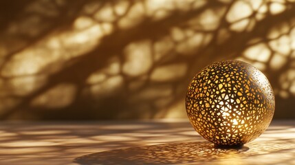 Poster - A delicate lantern casts a warm, golden glow, creating a captivating dance of shadows on a softly lit surface. This serene atmosphere invites tranquility and reflection