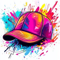 Poster - colorful cap art: a vibrant artistic representation of a cap, rendered in a vivid array of colors wi