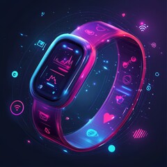 Poster - Smartwatch innovation: A futuristic smartwatch design showcases connectivity, health tracking, and modern technology. It features a vibrant display and sleek design.