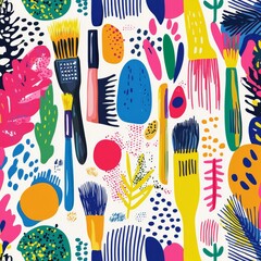 Poster - artistic symphony: a vibrant and playful artistic composition, brimming with colorful brushstrokes, 