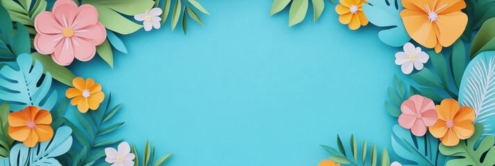 Aufkleber - Celebrate International Womens Day on March 8 with a vibrant floral frame in paper art style. Generative AI