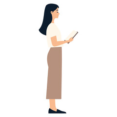 Sticker - Woman reading illustration minimalist vector