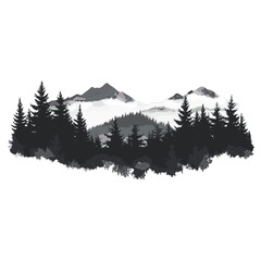 Poster - Mountain and forest nature trees pine vector