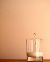 Aufkleber - Captivating Moment as a Drop of Milk Prepares to Create Ripples in a Glass of Fresh Milk