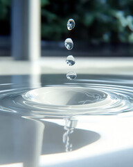 Aufkleber - Fresh Milk Creates Ripples of Purity in a Minimalist Glass Setting