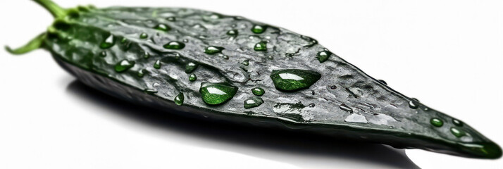 Poster - Fresh Cucumber With Droplets Glistening in Minimalist Setting Capturing Natures Essence Beautifully