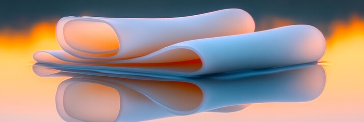 Poster - Delicate Butter Curl Reflects Elegance on a Minimalistic Backdrop of Soft Hues and Textures