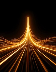 Poster - Golden Light Trails Ascend Towards an Endpoint on Black