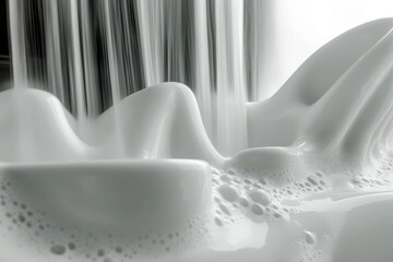 Poster - Milk Flows Gracefully, Creating Exquisite Curves and Waves in a Minimalist Setting