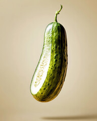 Poster - Sliced Cucumber on a Neutral Backdrop Evokes Fresh Minimalism and Simplicity