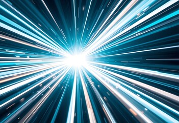 Poster - Blue and White Light Streaks Emanate From a Central Bright Point