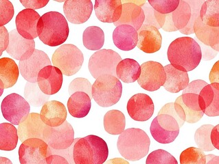 Poster - A vibrant watercolor pattern featuring soft circles in shades of pink and orange against a white background.