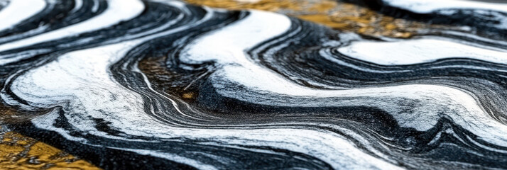 Poster - Fluid Abstraction Showcasing Cow Fur Patterns in Black and White Organic Shapes