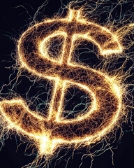 Poster - Dynamic and Fluid Representation of the Dollar Sign in Modern Artistic Style