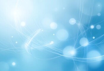 Poster - Abstract blue background with white circles and light streaks flowing gracefully