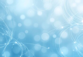 Poster - Abstract light blue background with bokeh and elegant white lines
