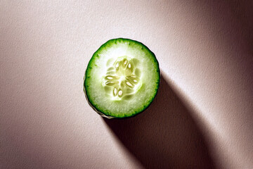 Aufkleber - Neatly Cut Cucumber Half Suspended in Soft Light Evokes a Sense of Purity and Minimalism