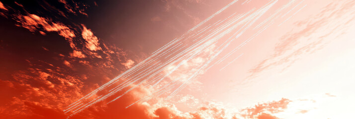 Poster - Glowing Lines of Code Drift Peacefully Across a Serene Sky at Twilight
