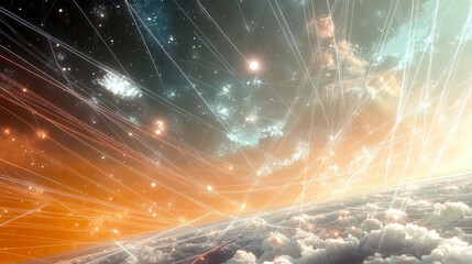 Poster - Softly Glowing Clouds of Code Dance Across a Tranquil Sky at Dusk
