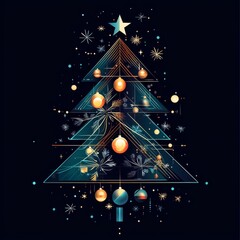 Poster - radiant christmas tree: a digitally rendered christmas tree, it shines in an ethereal glow, evokes f