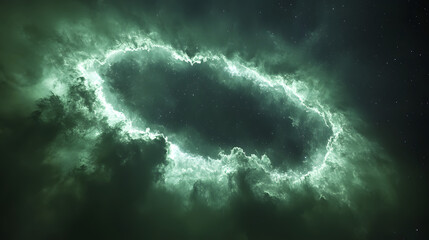 Wall Mural - Mystical Portal: An ethereal oval-shaped portal shimmers with otherworldly green light, beckoning viewers towards a mysterious and unknown destination.