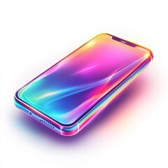 Poster - Technological Prism: A modern smartphone, rendered in a vivid array of colors. A sleek design reflecting the future of communication and connectivity.