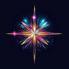 Poster - radiant burst: a vibrant, multi-colored starburst illuminates the dark, with a dazzling display of l