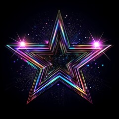 Poster - starry spectrum: a radiant, multi-colored star shines brightly against a dark cosmos, its brilliance