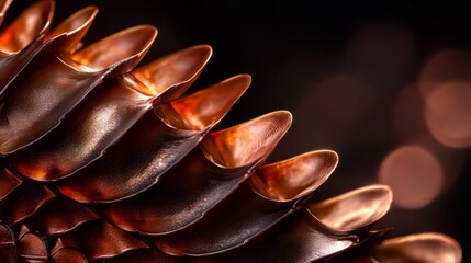 Canvas Print - Close-up of a metallic, spiral-shaped object. Rich copper tones and a blurred background.