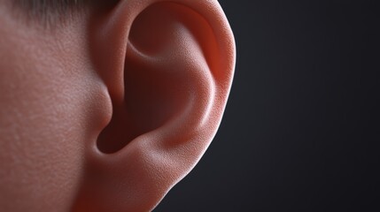 Aufkleber - Highly detailed 3d rendering of a human ear, showcasing its intricate structure and emphasizing its role in capturing sound waves, ideal for medical or educational purposes
