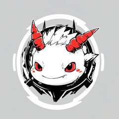 Sticker - Oni Avatar: Digital Art of a Cute Demon